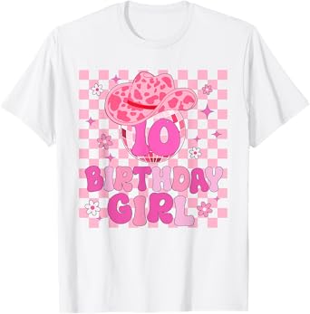 Western Disco Theme 10th Birthday Cowgirl Rodeo 10 Year Old T-Shirt