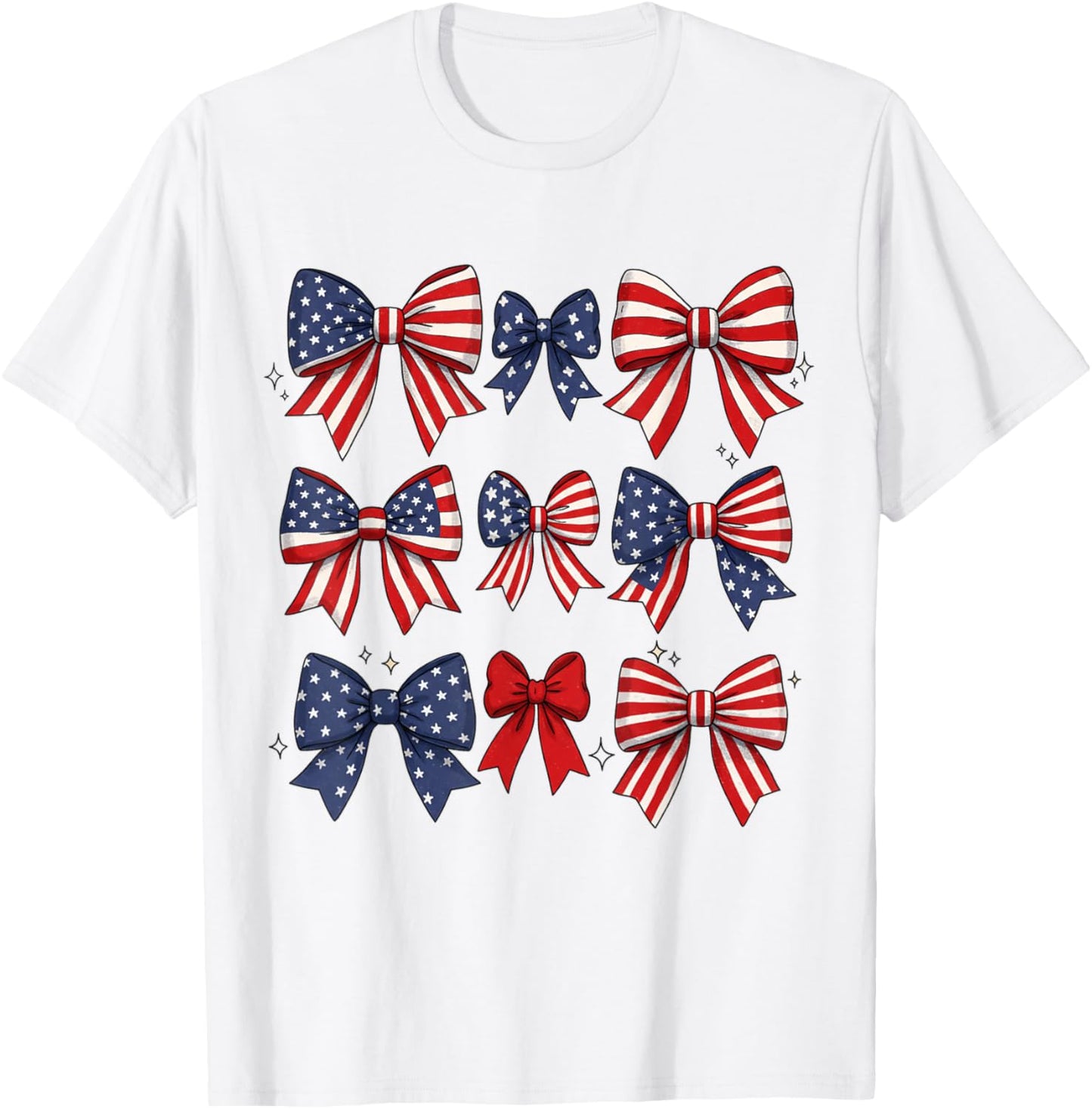 Coquette Red White & Blue Patriotic Bows Retro July 4th T-Shirt