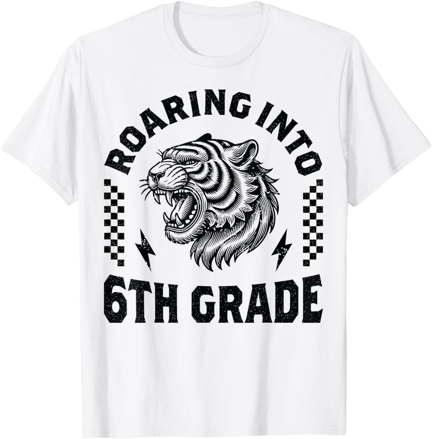 Roaring Into 6th Grade Tiger Back to School Boy Girl Funny T-Shirt