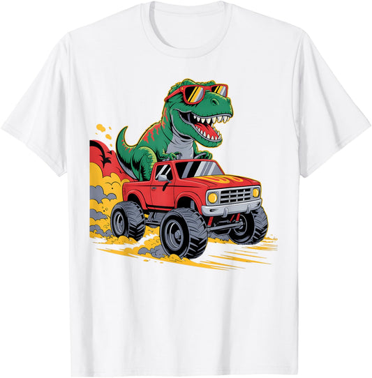 T Rex Dinosaur Monster Truck Funny Graphic Novelty Design T-Shirt