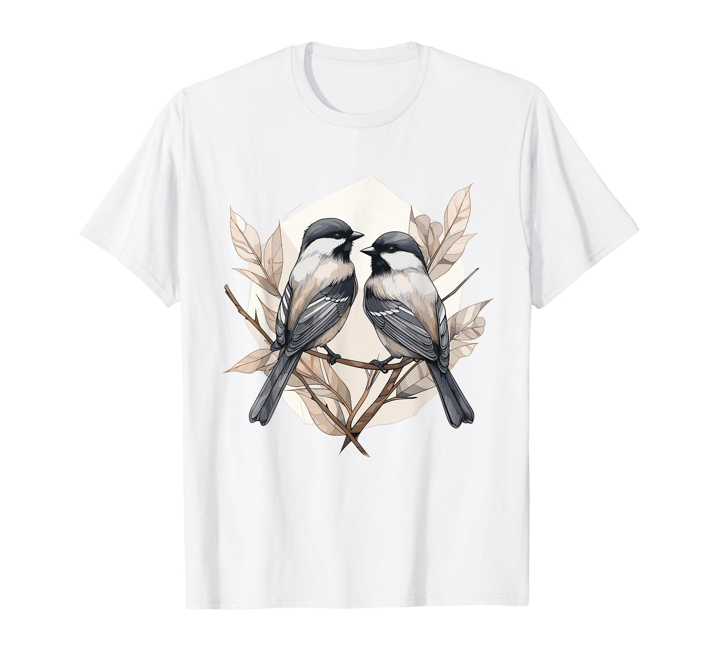 Black capped Chickadee Geometric Patten Art,Cute Bird Lover T-Shirt