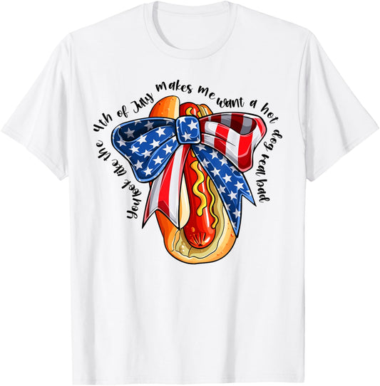 You Look Like 4th Of July Makes Me Want A Hot Dogs Bow Girls T-Shirt