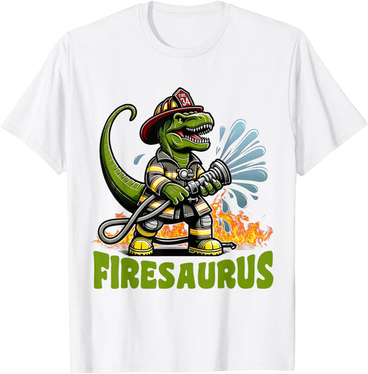 Firesaurus Firefighter Dinosaur Retro Fun Design For Men T-Shirt