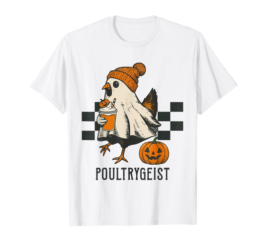 Poultrygeist Funny Chicken Ghost Pumpkin Spice Spooky Season T-Shirt