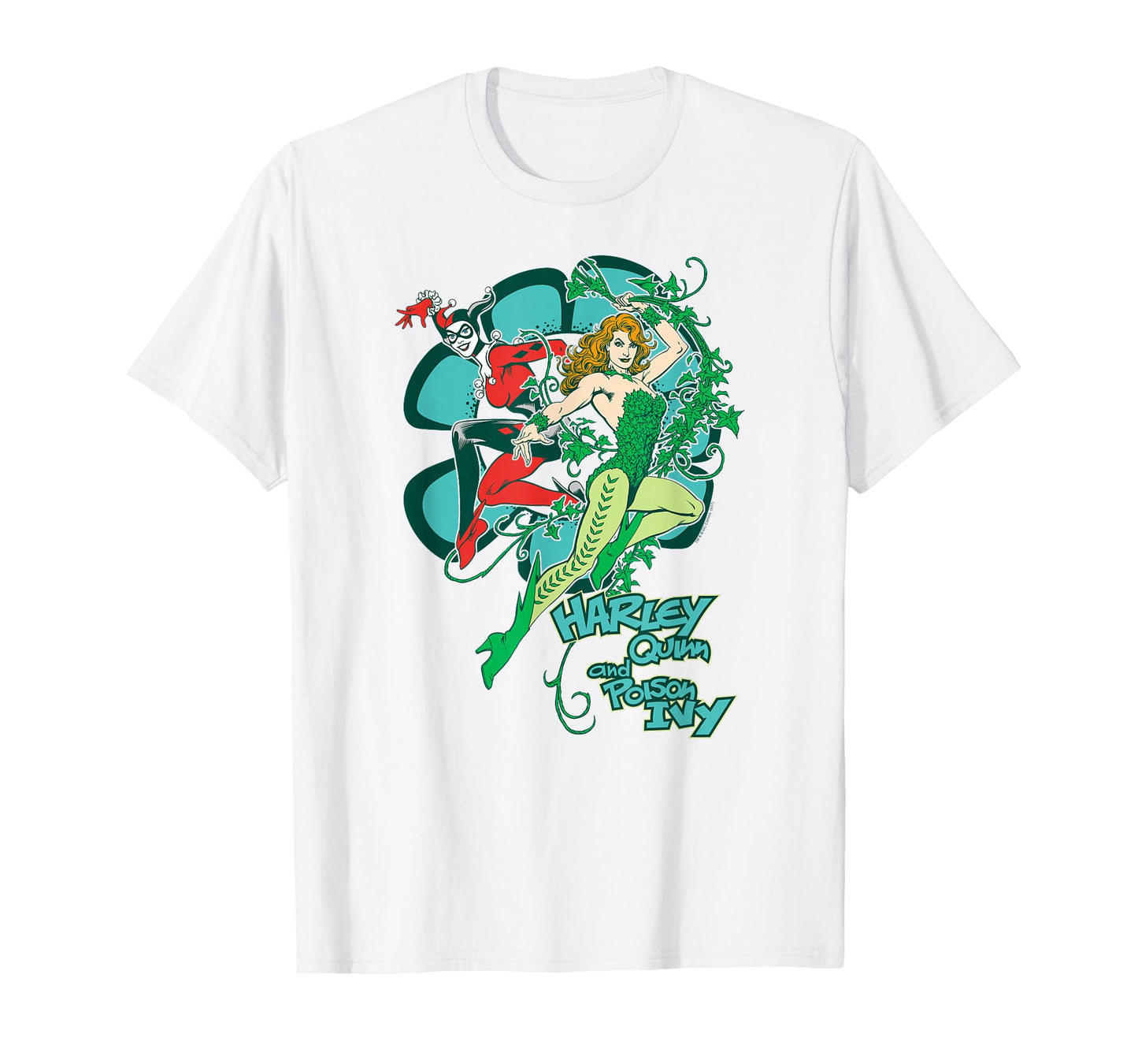 DC Comics Batman Harley and Ivy T-Shirt, Unisex-Adult, Green, Small