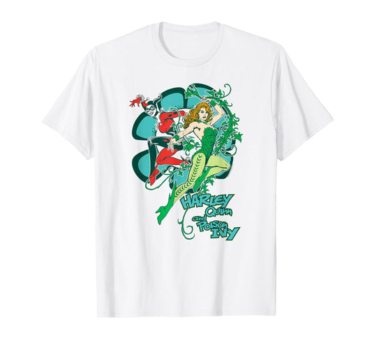 DC Comics Batman Harley and Ivy T-Shirt, Unisex-Adult, Green, Small