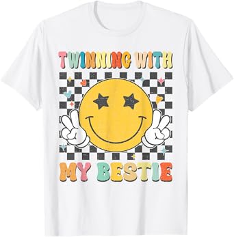 Retro Groovy Twinning With My Bestie Girls Friends Matching T-Shirt