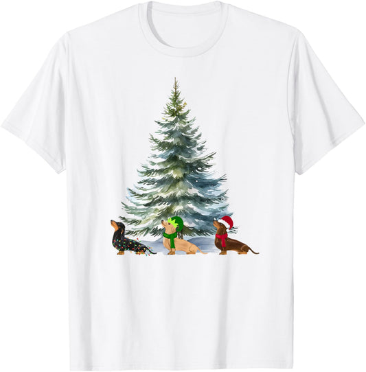 Dachshund Christmas Tree Holiday Funny Wiener Dog Lover Gift T-Shirt