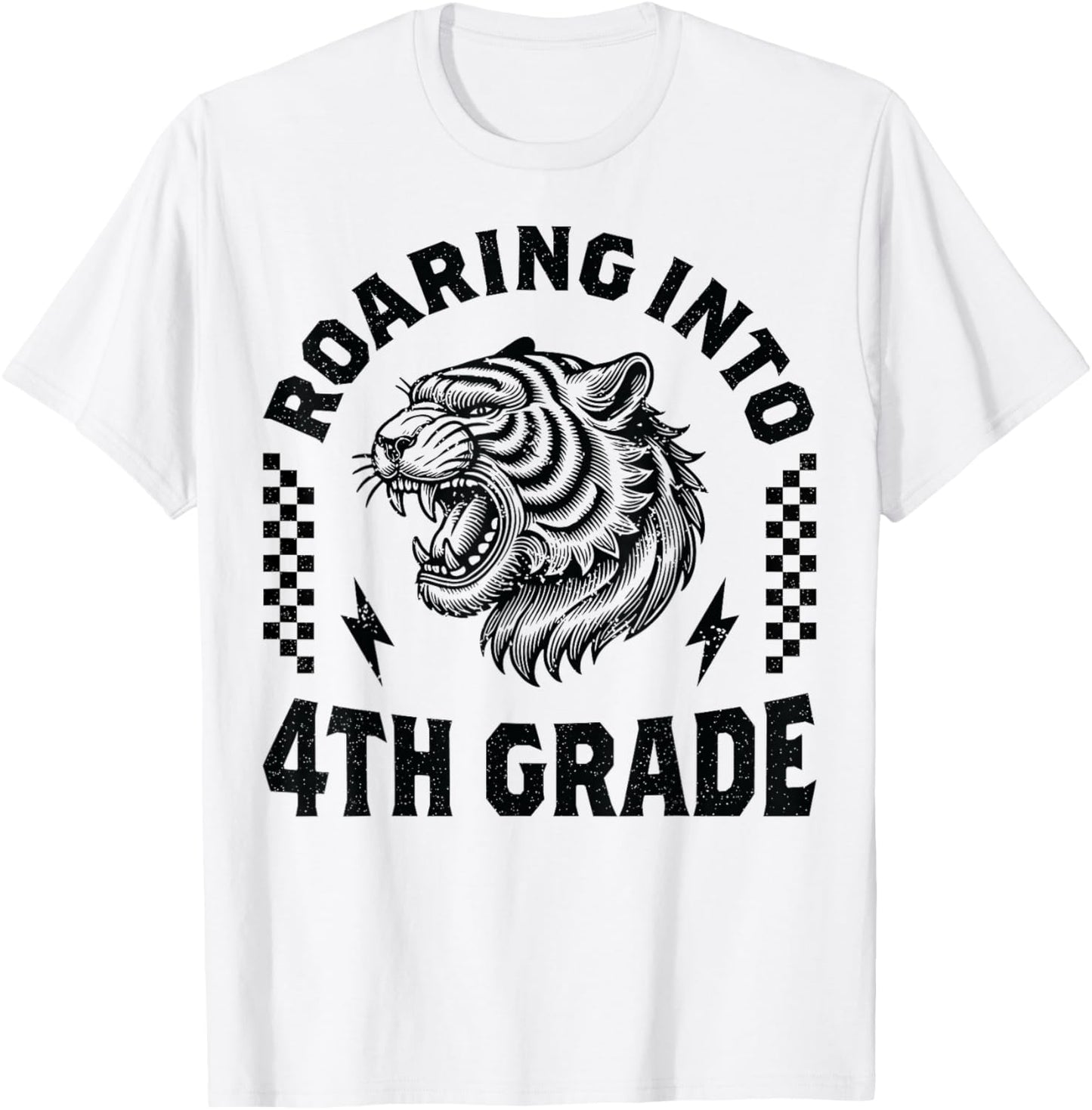 Roaring Into 4th Grade Tiger Back to School Boy Girl Funny T-Shirt