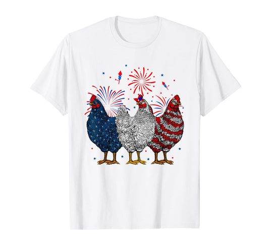 Chicken USA Flag Patriotic Chicken Lover 4th of July T-Shirt