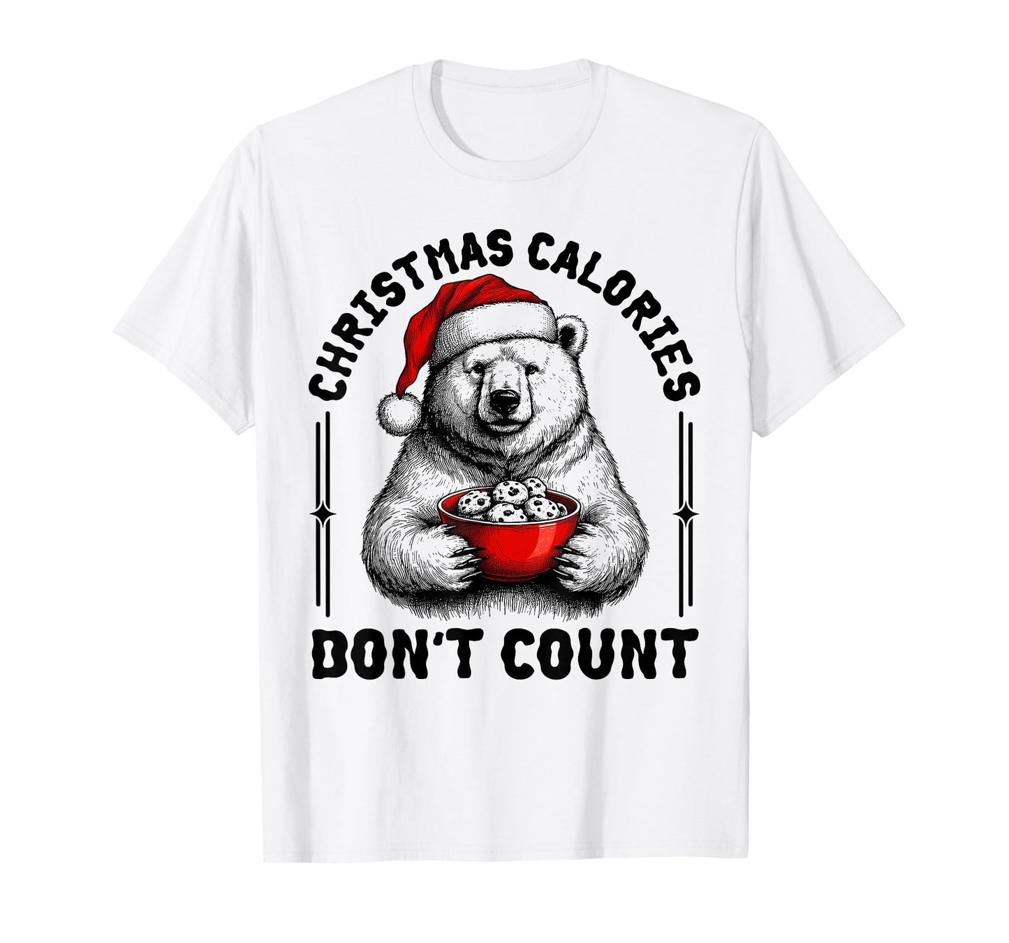 Christmas Calories Don't Count Funny Polar Bear Cookie Meme T-Shirt
