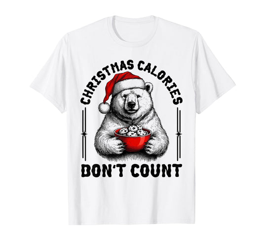 Christmas Calories Don't Count Funny Polar Bear Cookie Meme T-Shirt
