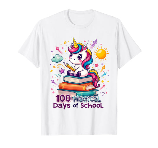 100 Magical Days of School Funny Unicorn Student Teacher T-Shirt