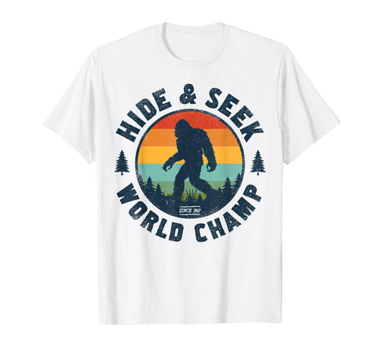 Bigfoot Hide And Seek World Champion Sasquatch Retro Vintage T-Shirt