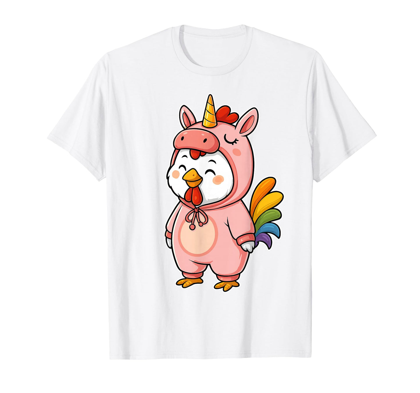 Kawaii Chicken In Unicorn Costume for Girls kids Chicken T-Shirt