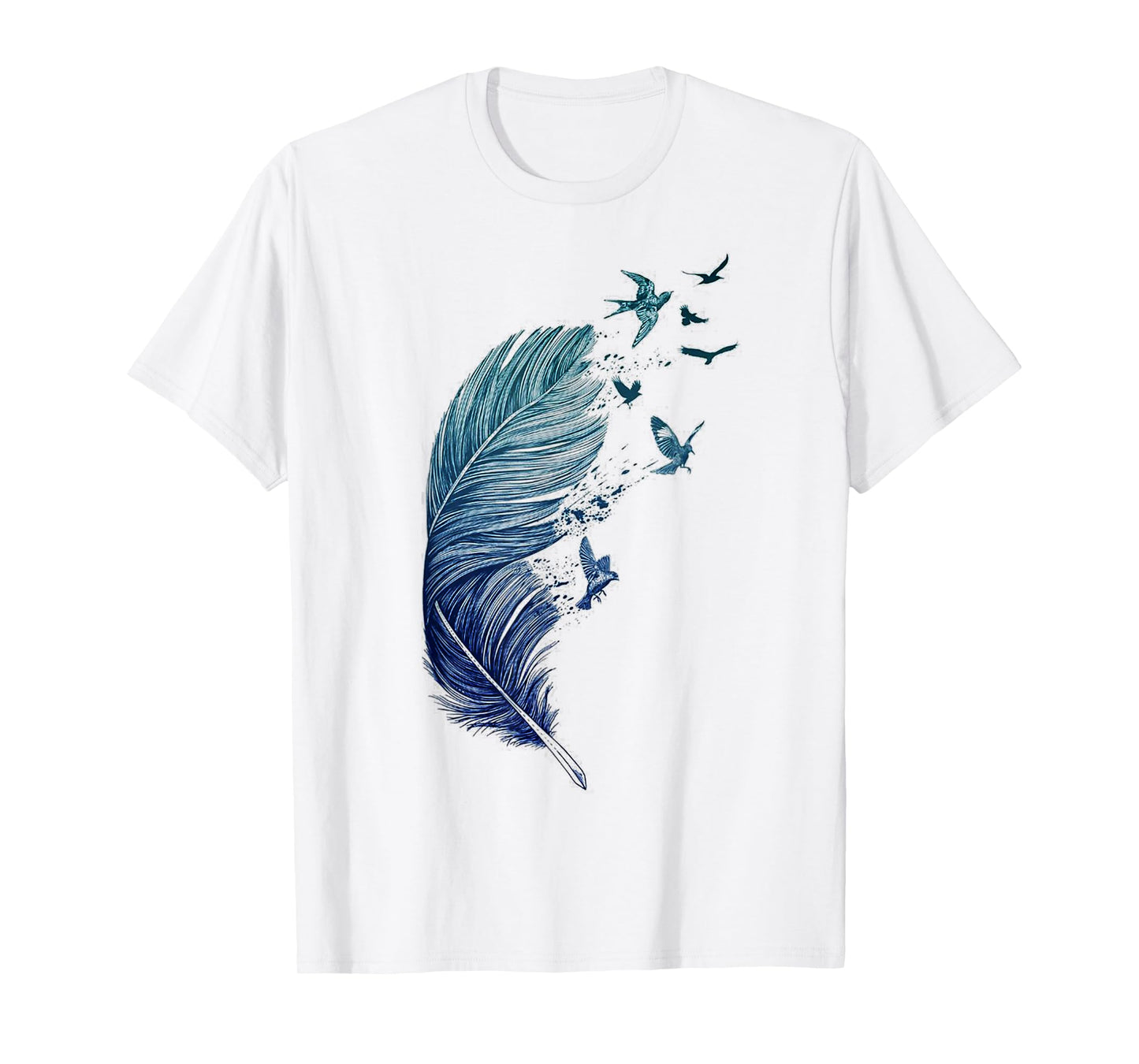 Flying Flock of Birds Feather Ink Art Bird Lovers T-Shirt