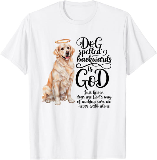 Dog Spelled Backwards is God English Cream Golden Retriever T-Shirt