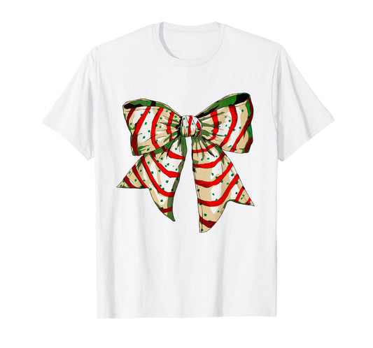 Funny Christmas Outfit for Men Women Kids Christmas Coquette Bow Tree Cakes Xmas Pajamas Women Girl T-Shirt