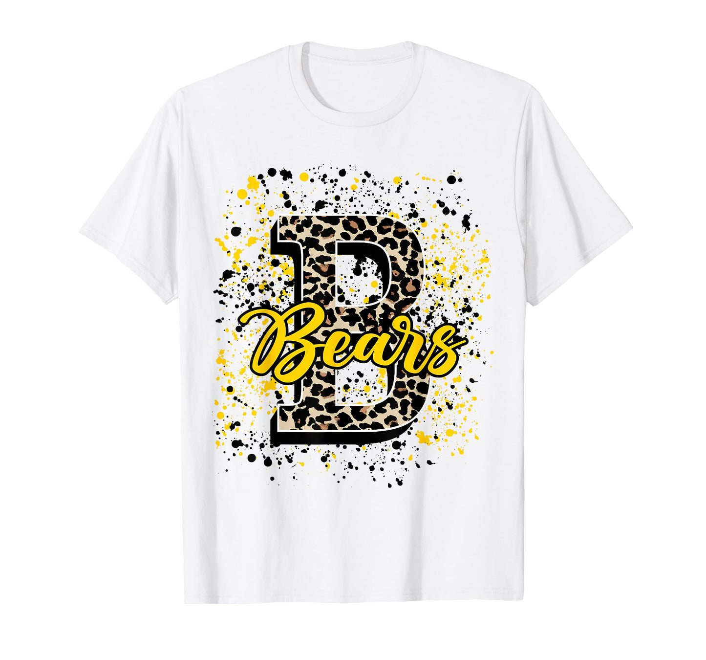 Bears Splatter Yellow Bear Pride School Spirit Mascot T-Shirt