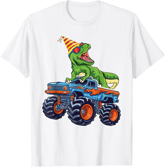 Monster Truck Dinosaur Birthday Party Monster Truck Boy T-Shirt