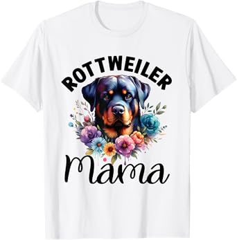 Floral Rottweiler Mom Dog Lovers Rottie Mama Mother's Day Men Women Kids T-Shirt