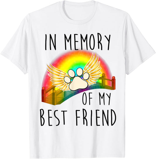 In memory of my best friend pet loss dog cat rainbow quote T-Shirt