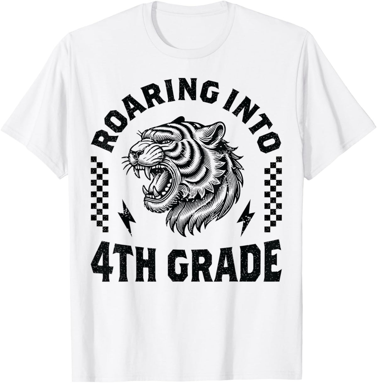 Roaring Into 4th Grade Roaring Tiger Back to School Boy Kids T-Shirt
