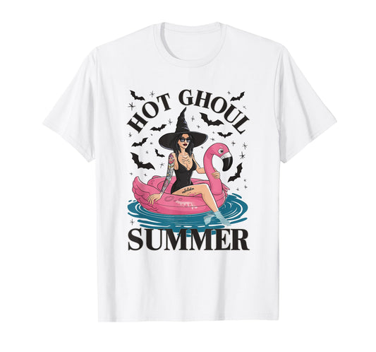 Hot Ghoul Summer Funny Witch Gothic Spooky Retro Halloween T-Shirt