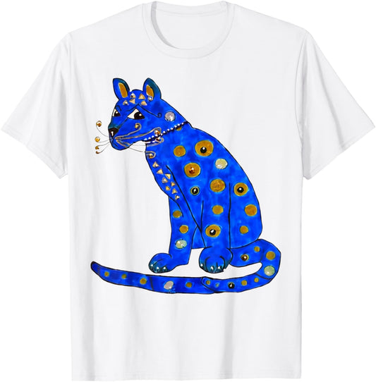 Unisex-Adults Blue Ugly Blue Cat T-Shirt