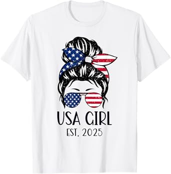 Us Citizen Est 2025 New Citizenship American USA Girl 2025 T-Shirt