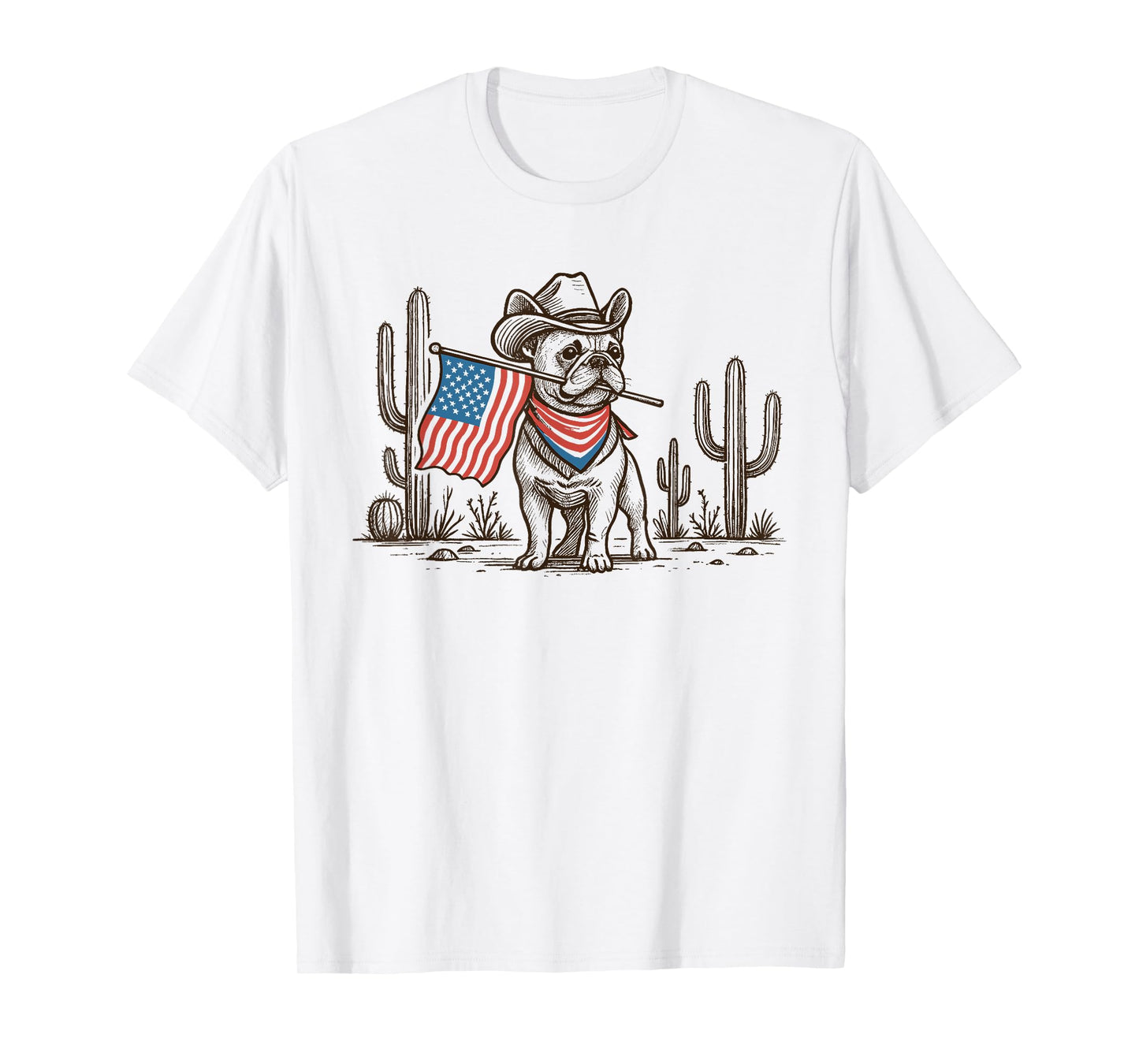 Patriotic French Bulldog Shirt Cowboy Dog USA Flag Western T-Shirt