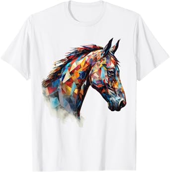 Horse Animal Riding Colourful Polygon Horse Motif – Art Horse T-Shirt