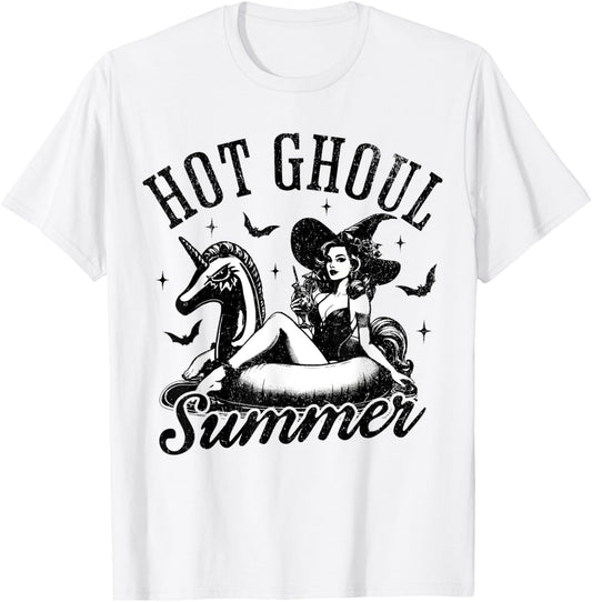 Hot Ghoul Summer Funny Witch Spooky Summer Vacation Hawaii T-Shirt