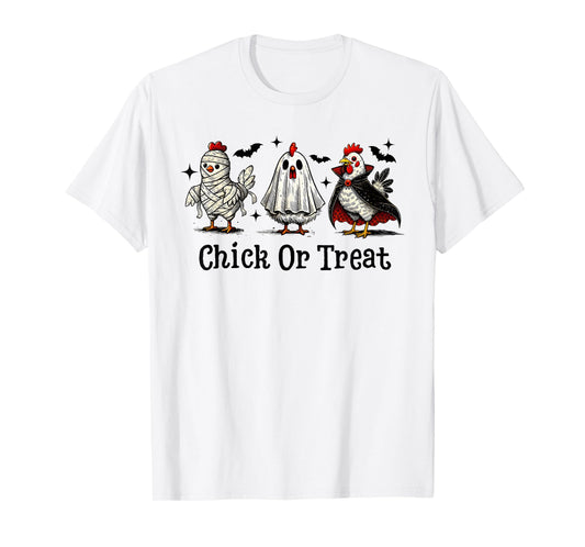 Chick Or Treat Funny Halloween Witch Spooky Cute Chicken T-Shirt