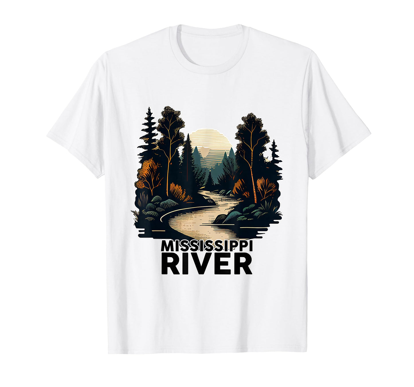 Mississippi River T-Shirt Retro Minimalist River Mississippi T-Shirt