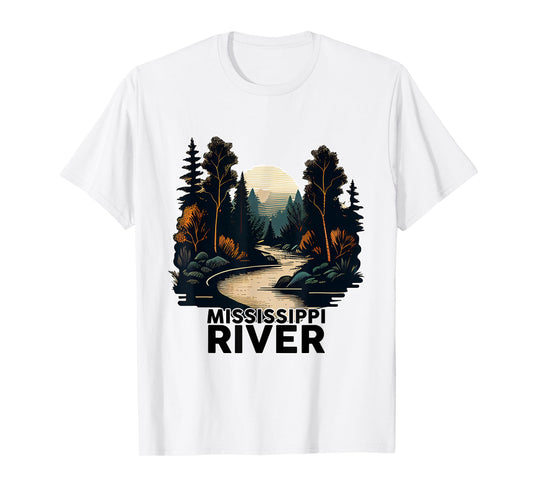 Mississippi River T-Shirt Retro Minimalist River Mississippi T-Shirt