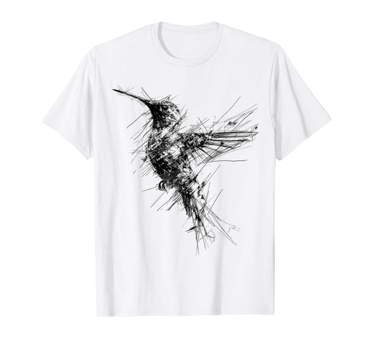 Hummingbird Art Drawing Animal Abstract Graphic Hummingbird T-Shirt