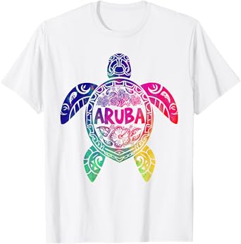 Tribal Aruba Tie Dye Sea Turtle Aruba Beach Vacation T-Shirt