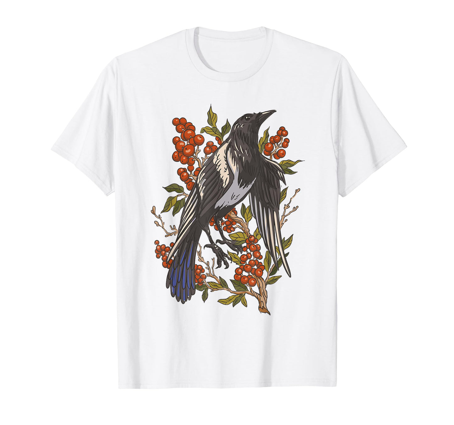 Fruits Cranberries Plant Bird Magpie T-Shirt
