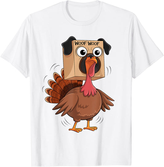 Funny Thanksgiving Turkey Fake Pug Disguise Dog Lovers T-Shirt