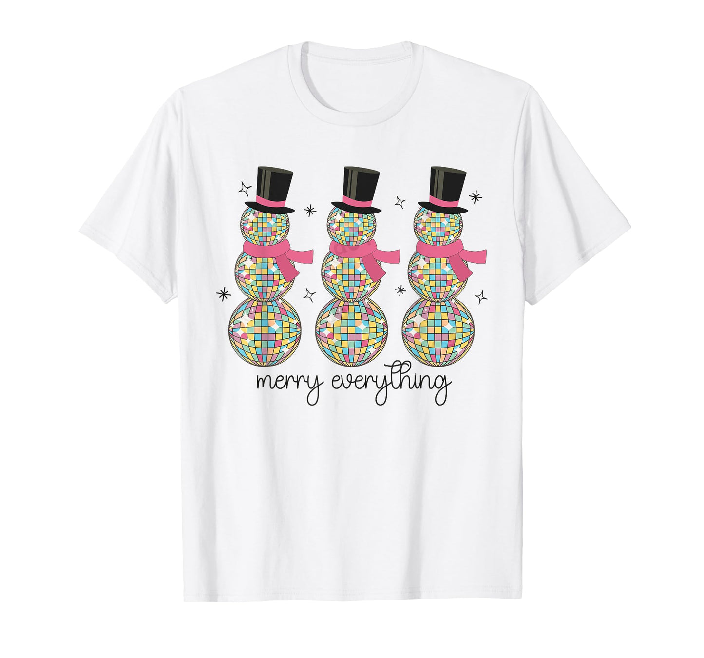 Merry Everything Disco Ball Snowman Christmas Party Xmas T-Shirt