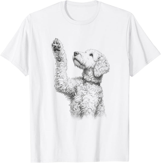 Labradoodle Dog Raising Paw Design T-Shirt