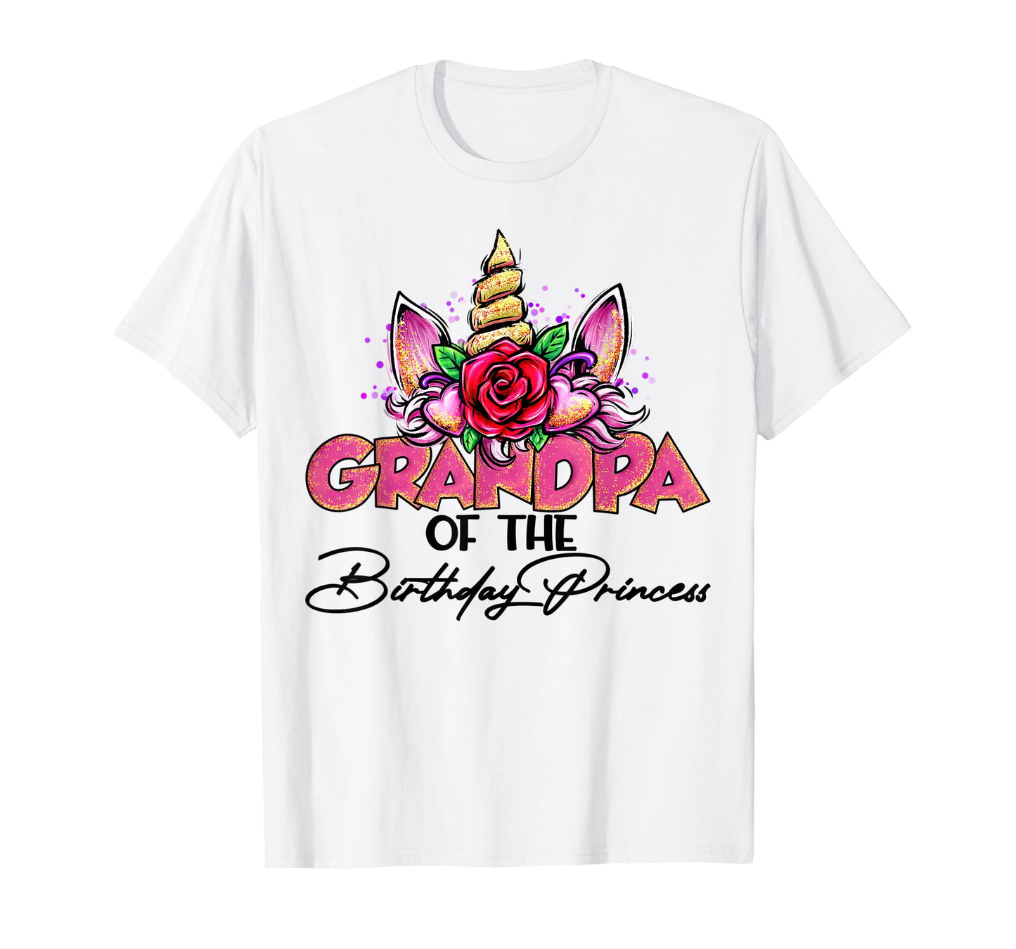 Grandpa of the Birthday Princess Unicorn Matching Family T-Shirt