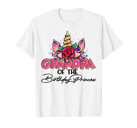Grandpa of the Birthday Princess Unicorn Matching Family T-Shirt