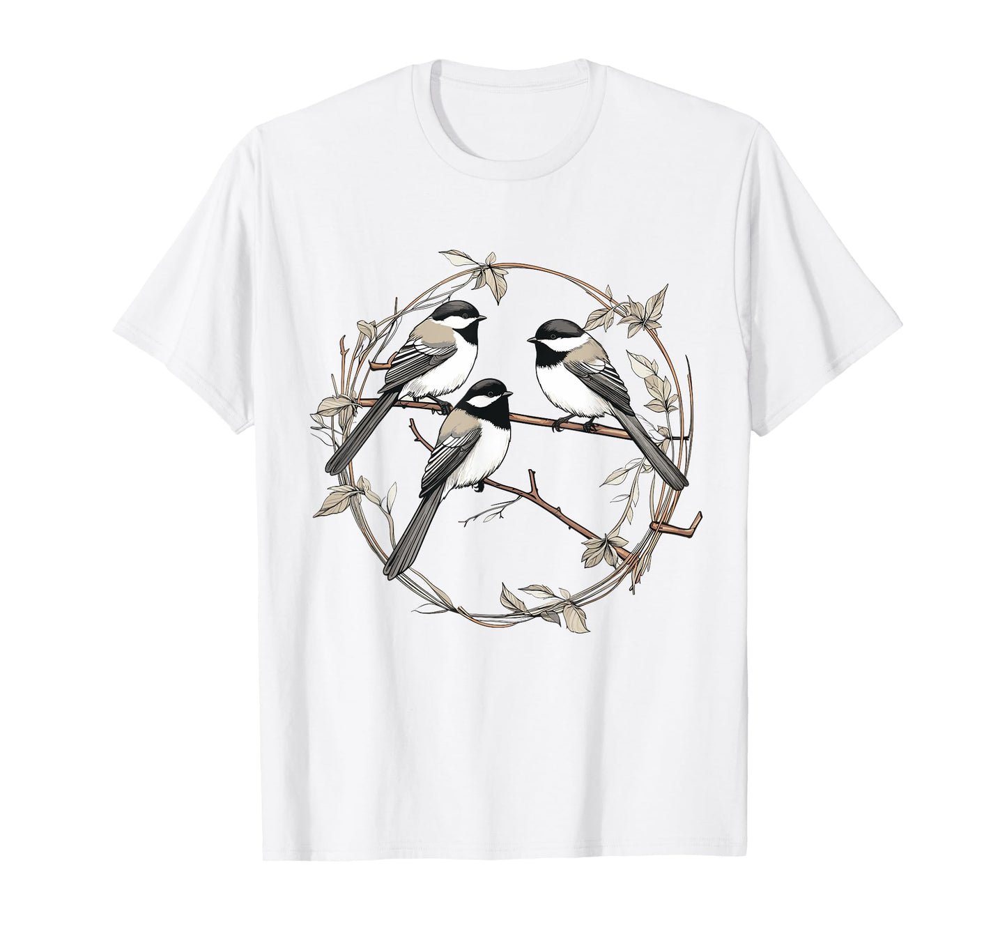 Black capped Chickadee Geometric Patten Art,Cute Bird Lover T-Shirt