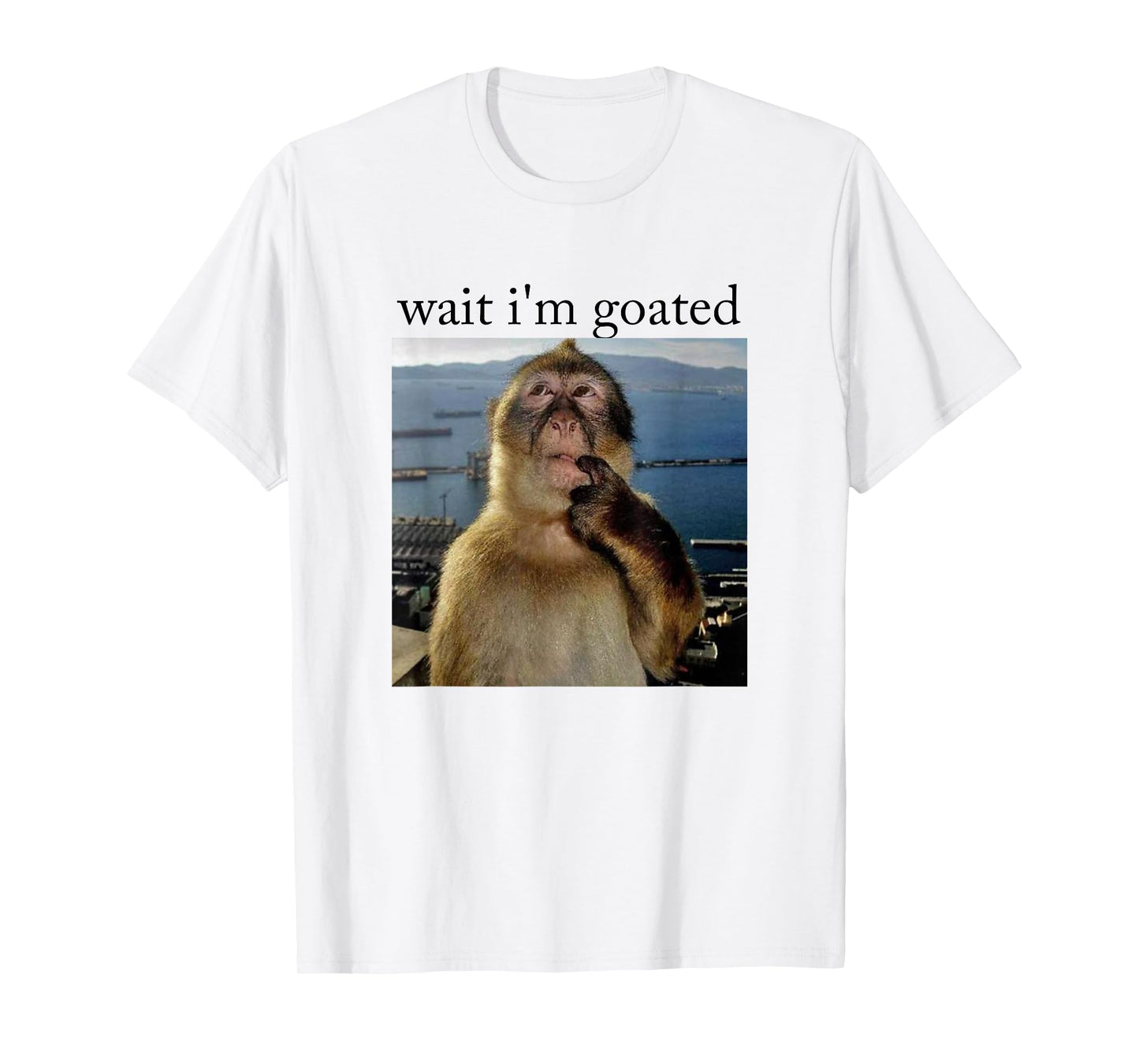 Wait I'm goated Funny Thinking Monkey Meme Brainrot Gen z T-Shirt