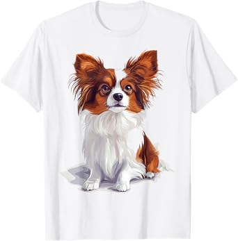 Papillon Dog Motif Pet Art Papillon T-Shirt for Men Women Kids