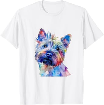 Cairn Terrier Dog Colorful Watercolor Dog Men Women Kids T-Shirt