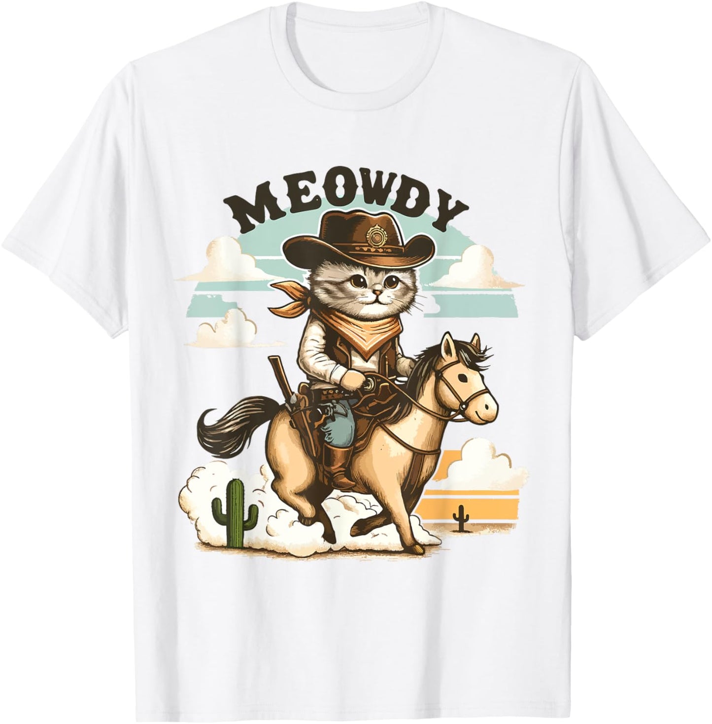 Meowdy Partner Cat Cowboy Horse Howdy Funny Country Western T-Shirt