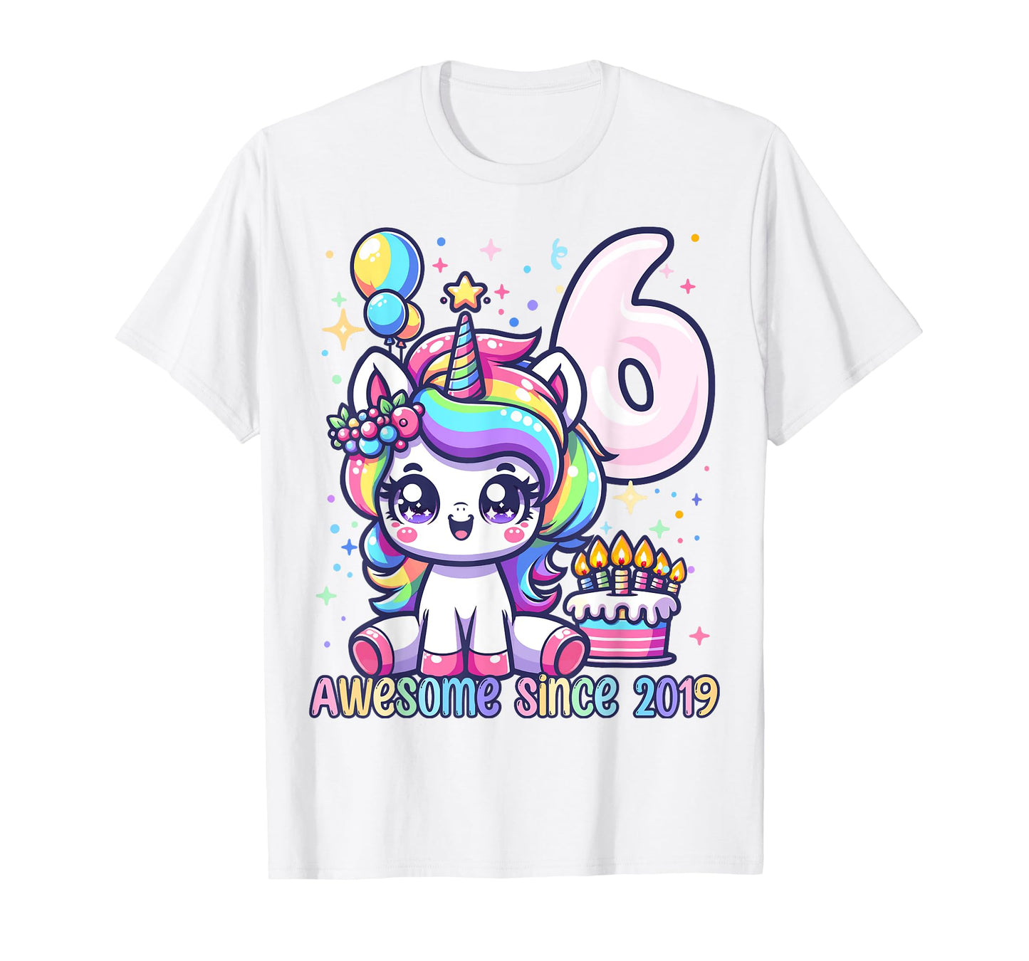Unicorn 6th Birthday 6 Year Old Unicorn Party Girls Outfit T-Shirt